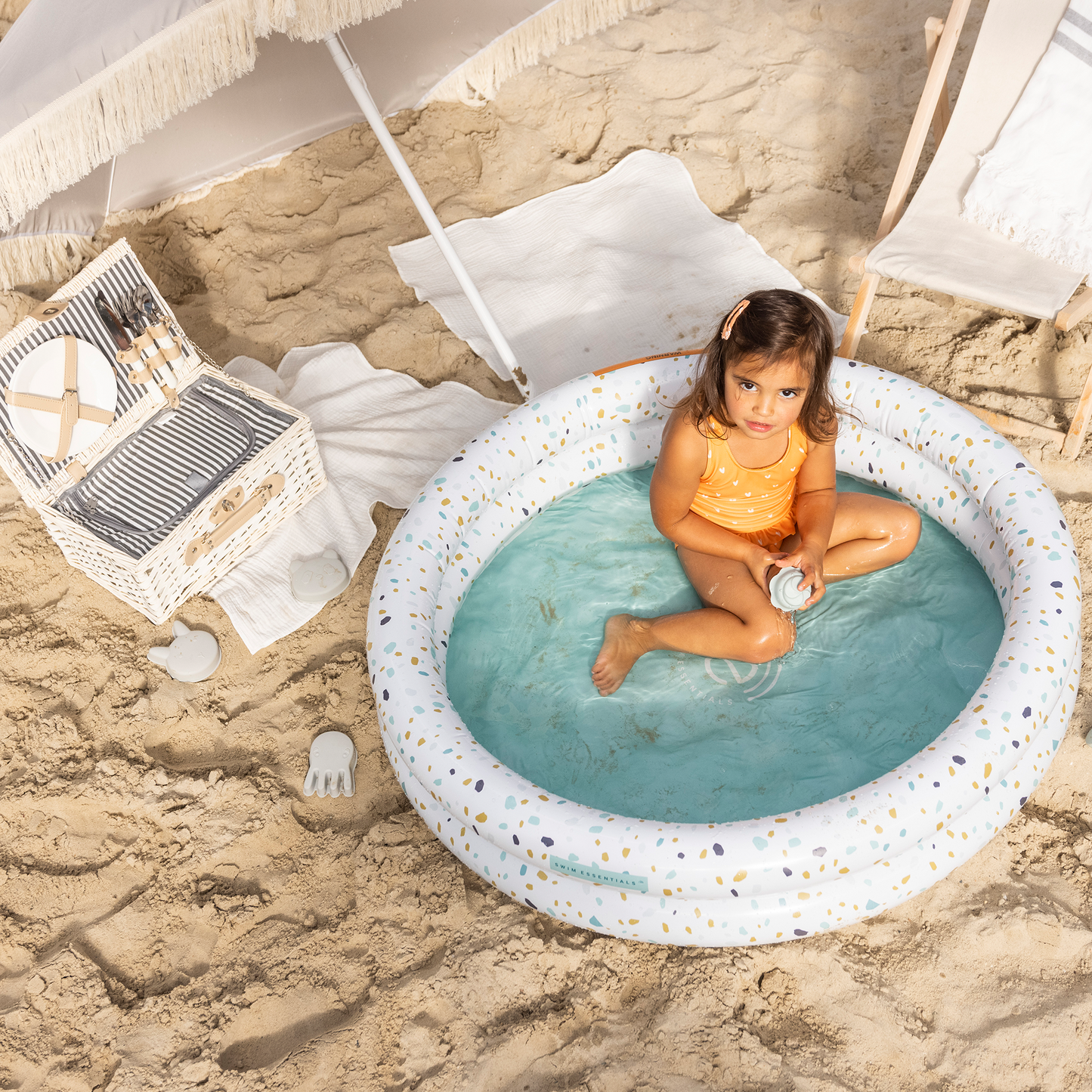 Swim Essentials - zwembad 100 cm White Terrazzo