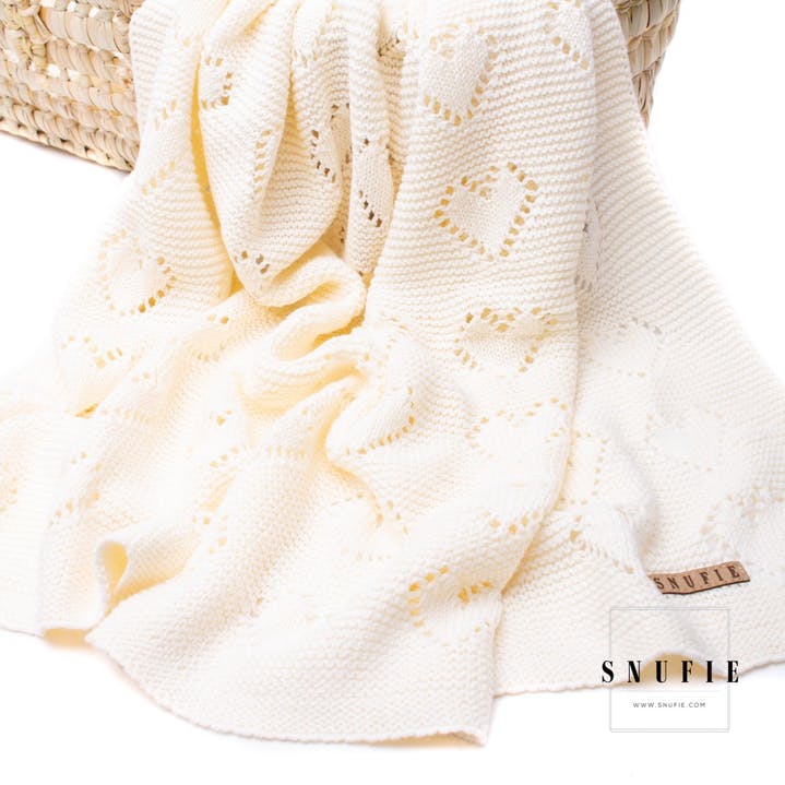 SNUFIE - baby deken LOVE - off-white