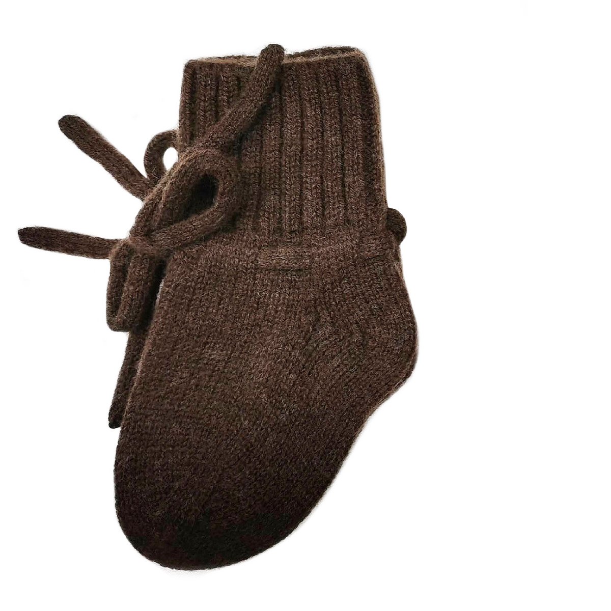 Petite Noé - Merino wollen booties - Donker Bruin