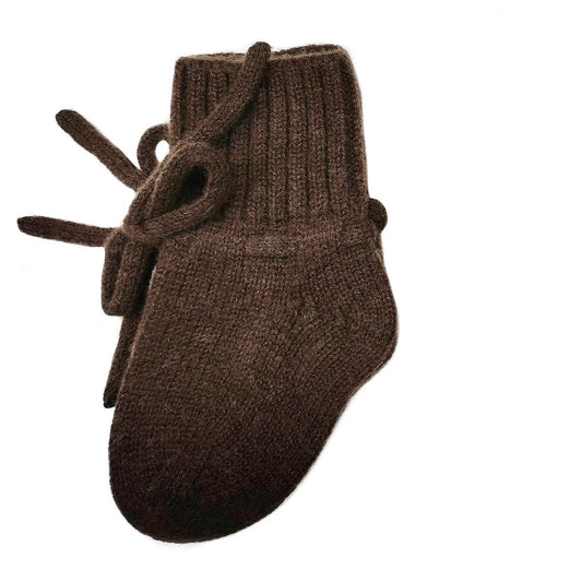 Petite Noé - Merino wollen booties - Donker Bruin